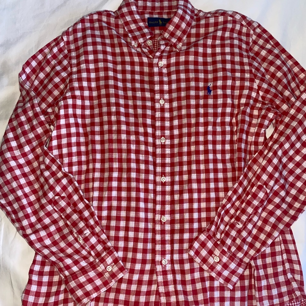 Ralph Lauren Red and White Checkered Button Down Shirt